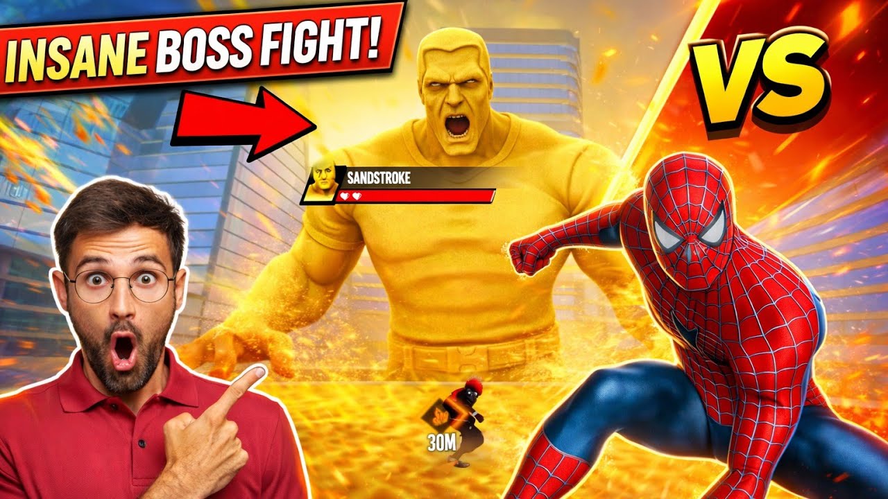 Spider man Vs Sandman Insane Boss Fight 😱|Spider fighter 3 Android /iOS gameplay #gaming #trending 