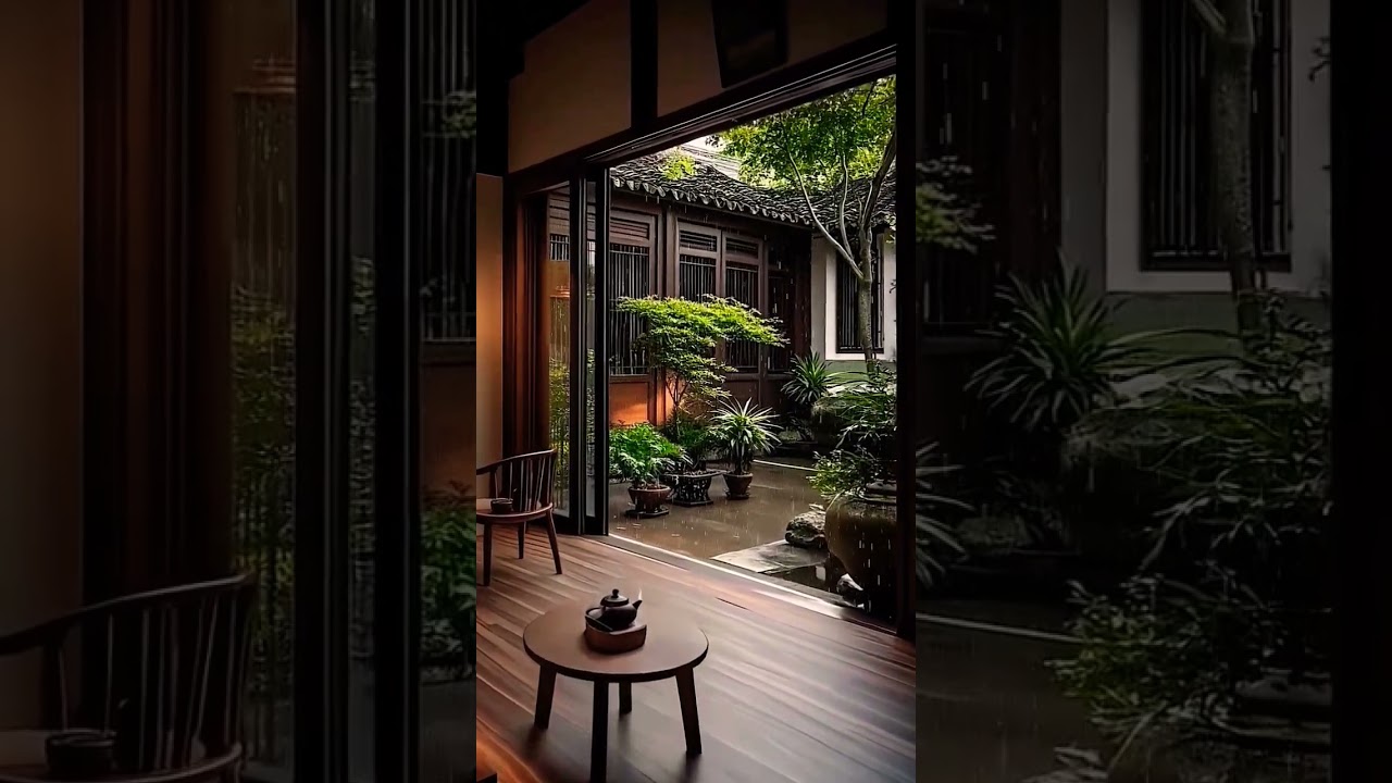 the sound of rain in the village #shortvideo #rain #rainoundforsleep #soundofrain #youtubeshorts