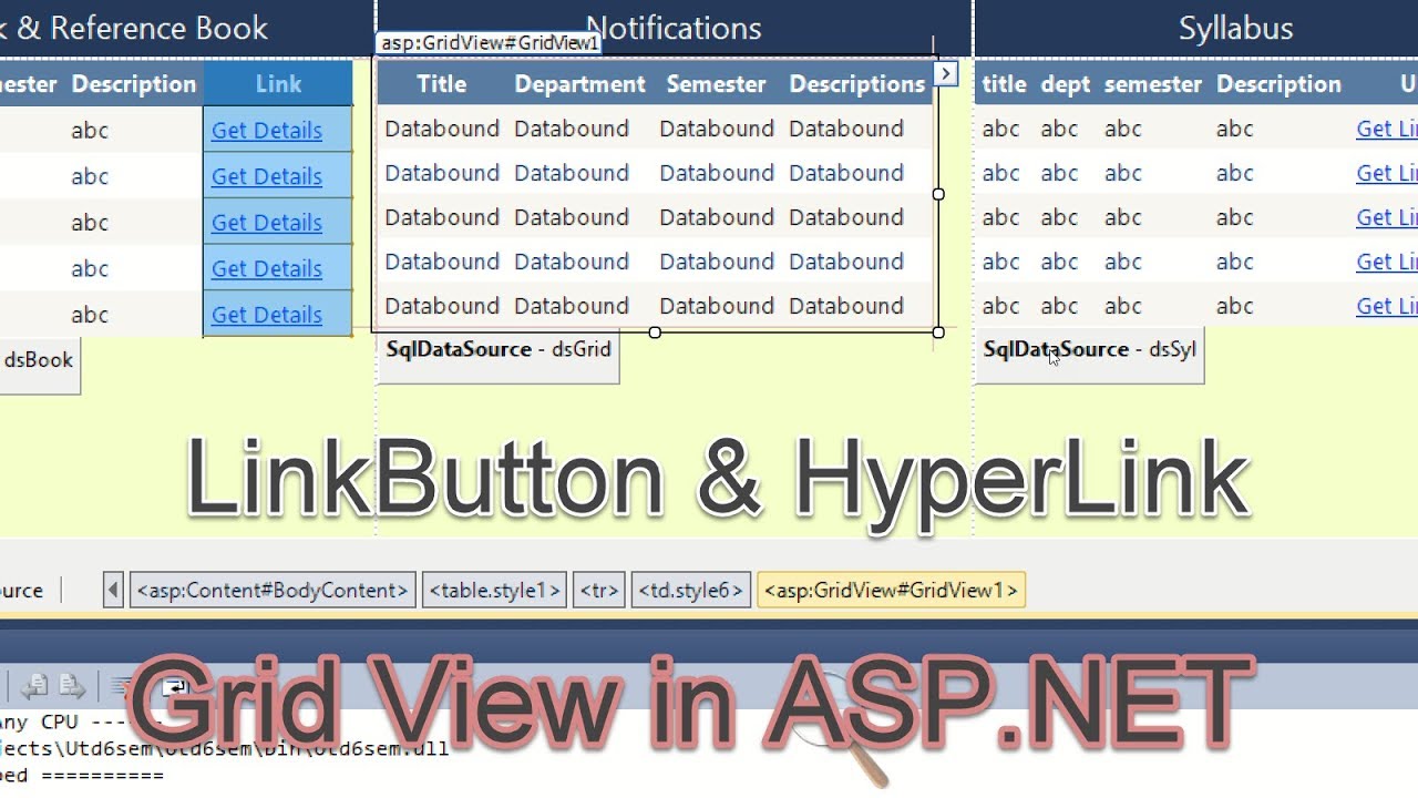gridview data bind hyperlink and button control