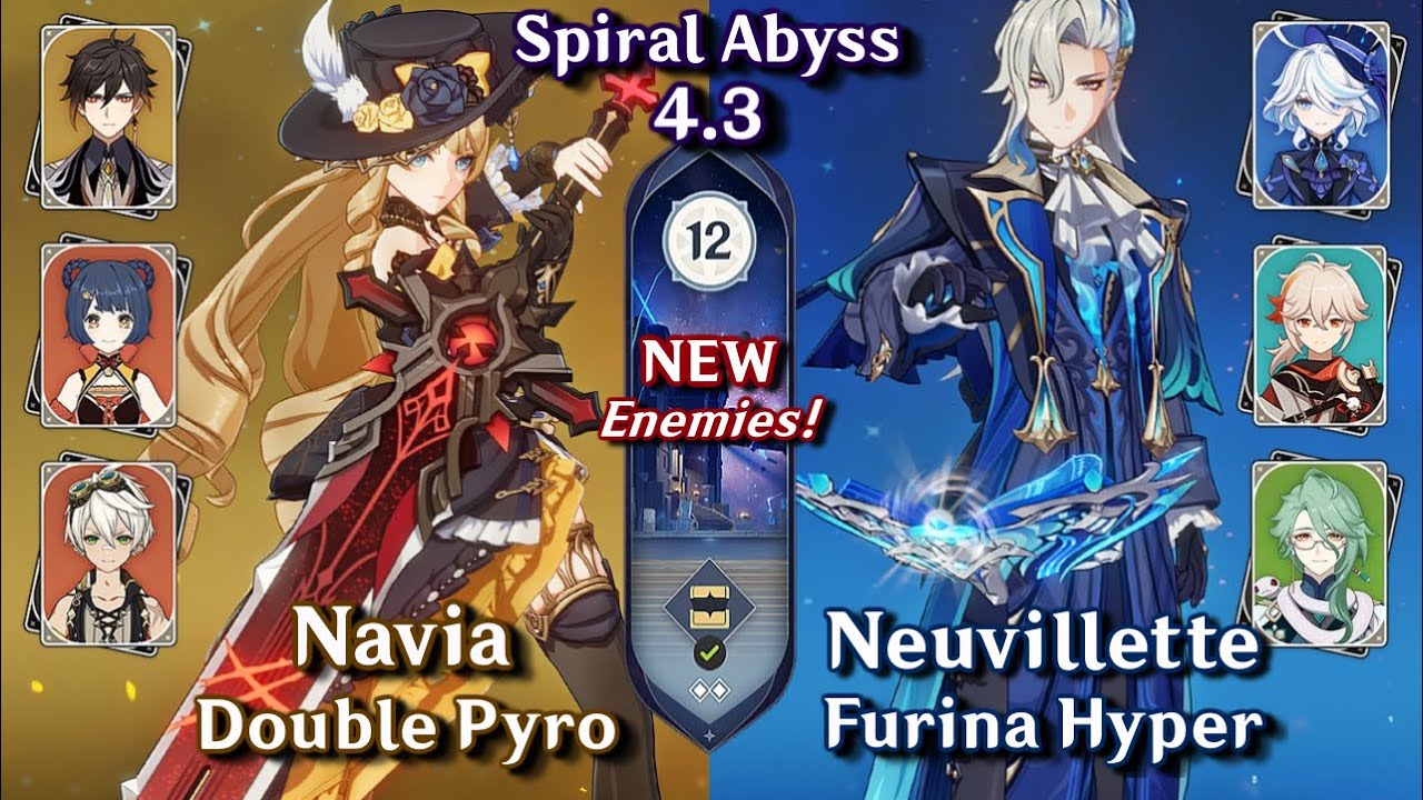 C0 Navia Double Pyro & C0 Neuvillette Furina | NEW Spiral Abyss 4.3 Floor 12 9 Star - Genshin Impact