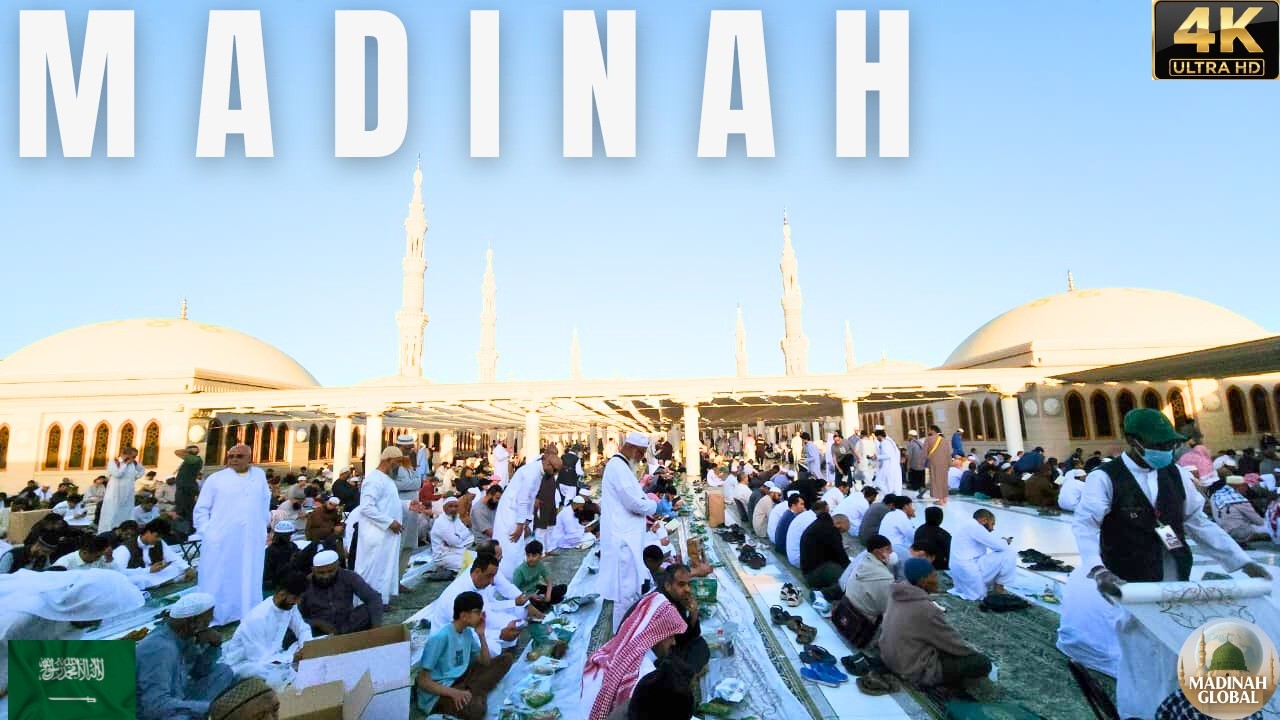TODAY At Masjid Nabawi Madinah: 19th Ramadan Iftar, Itikaf, Maghrib, Food LIVE 4K