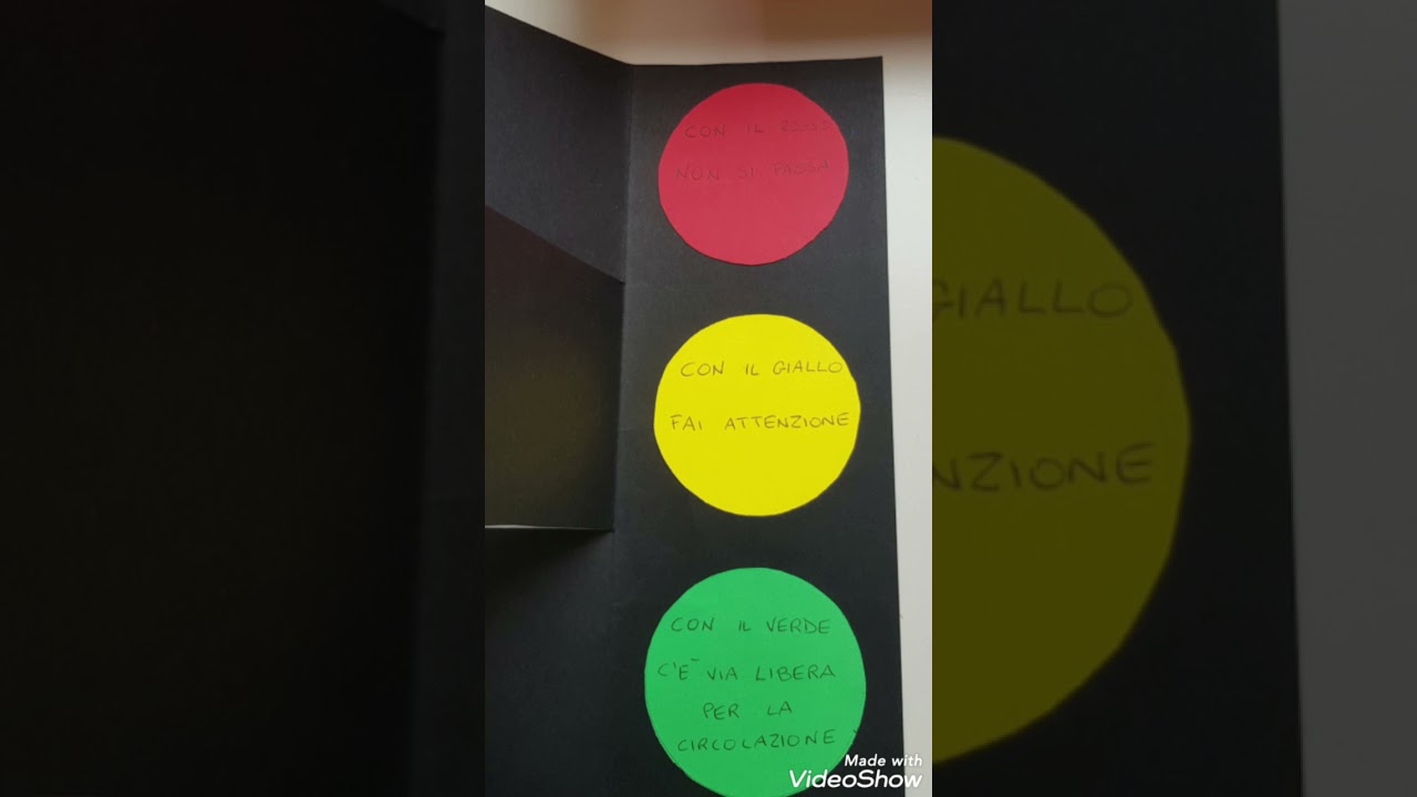 il semaforo - tutorial per realizzare un semaforo con i cartoncini colorati, fogli e pennarelli