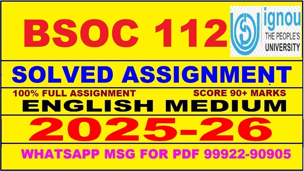 BSOC 112 solved assignment 2025-26 in English || bsoc 112 solved assignment 2026 || bsoc112 2025-26