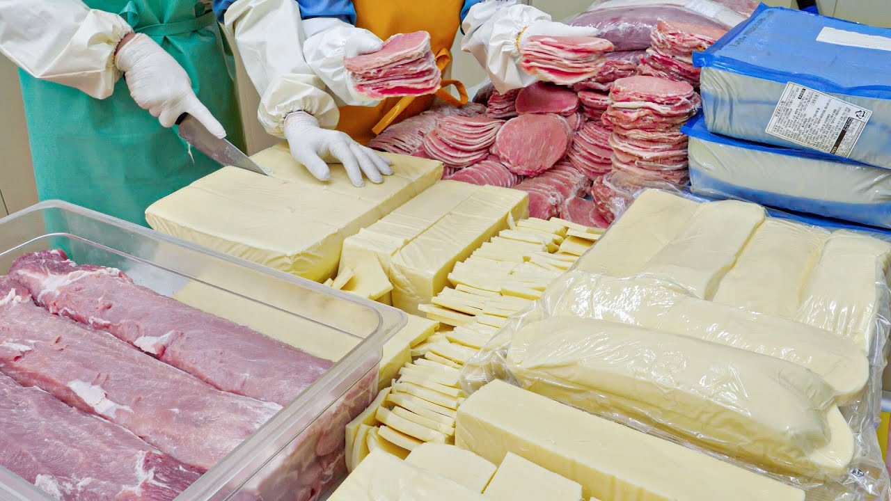 Замечательная пищевая фабрика! Процесс приготовления изумительных сырных котлет из свинины!