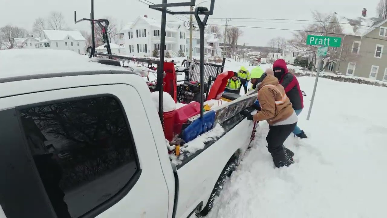 An Angel Helps When The 4X4 Truck Slides off the Town Road during Blizzard!
