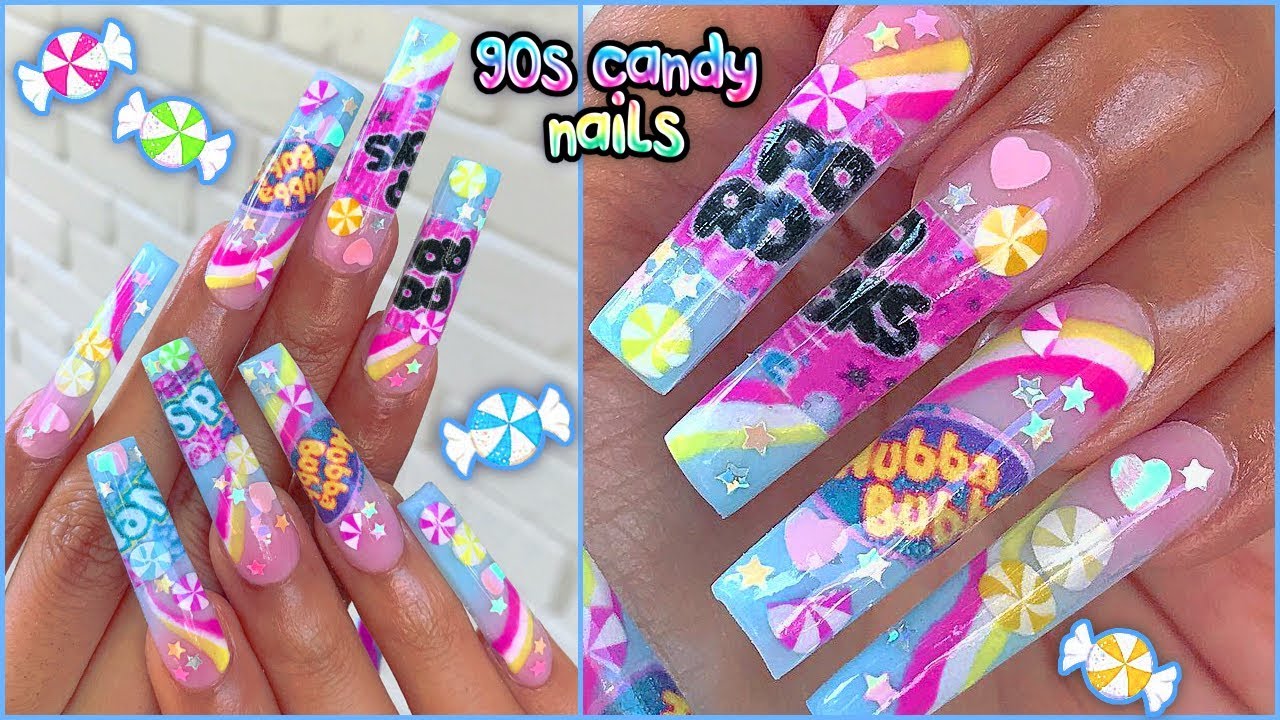 viewers choice: 90's candy Nails! PopRocks, HubbaBubba, NERDS🍬🍭
