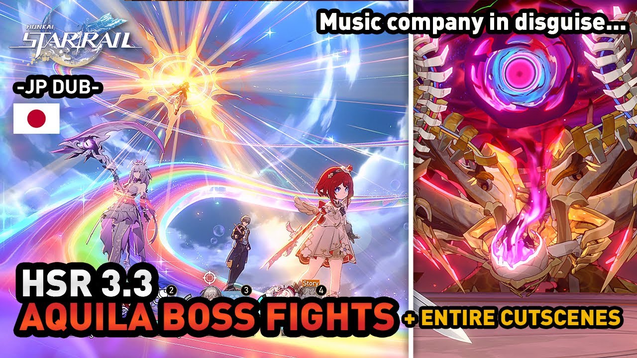 HSR 3.3 | Aquila Boss Fights + ENTIRE Cutscenes | JP DUB | 2K | Amphoreus | Honkai Star Rail