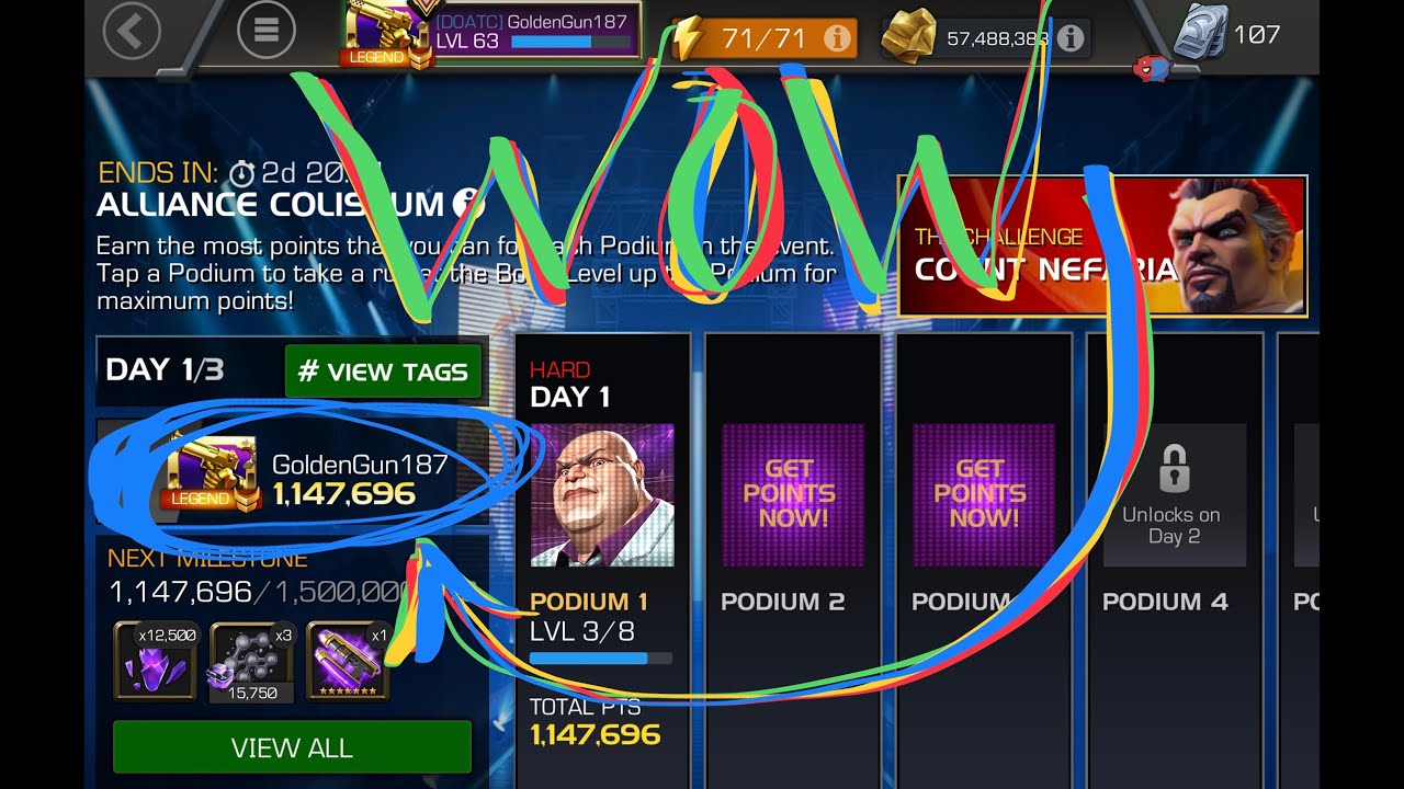 WOW! Watch Kingpin Go For OVER 1 MILLION Points In Coliseum! #mcoc