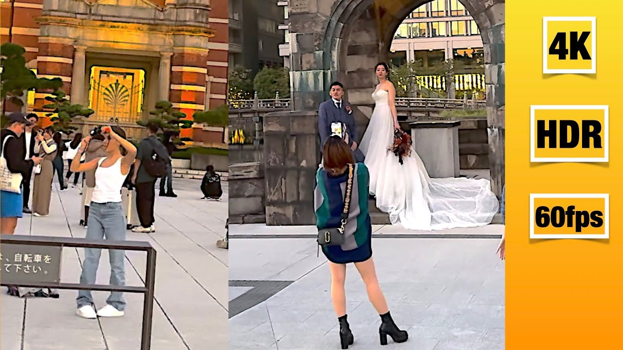 Walking at TOKYO STATION in sunset time. at the center of japan. 4k HDR 60fps.