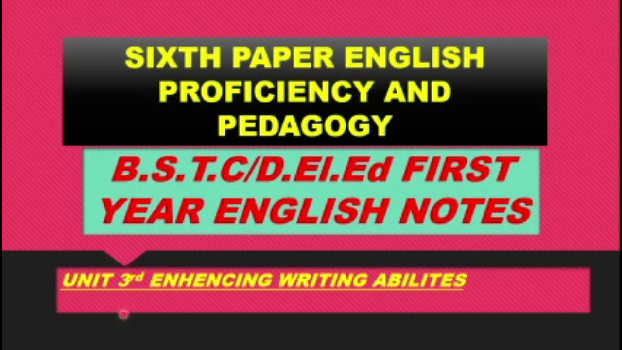 RAJASTHAN BSTC/D.EL.ED FIRST YEAR ENGLISH NOTES SERIES. SIXTH PAPER ENGLISH UNIT 3RD
