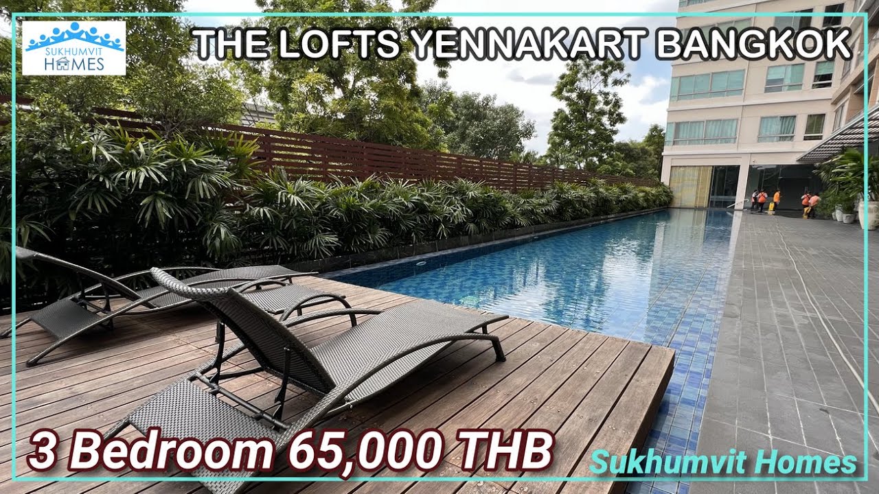 3 Bedroom Condo For Rent The Lofts Yennakart Bangkok 65,000 THB