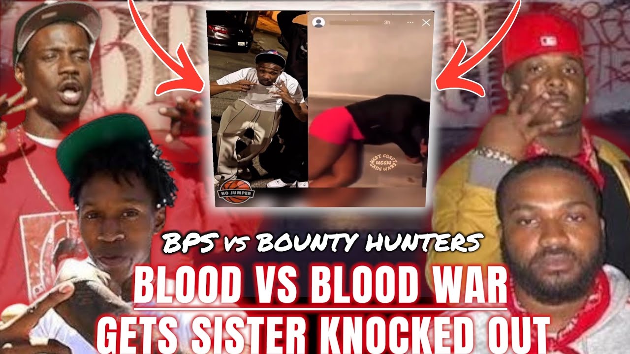 MAN KNOCKS OUT RIVAL GANG SISTER ON CAMERA 😱  BPS vs BOUNTY HUNTERS BLOODS war #gangwars