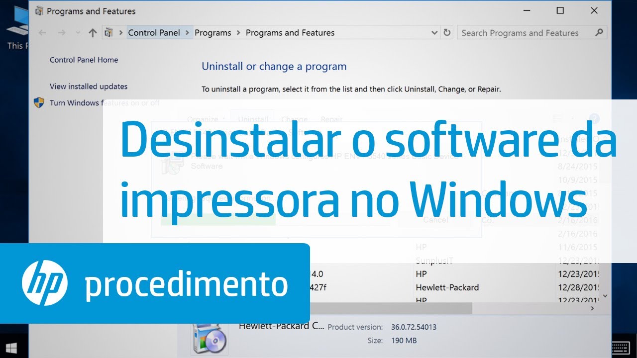 Desinstalar o software da impressora no Windows | HP Support