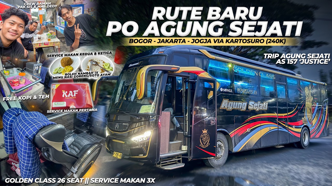 BUS PENDATANG BARU DI RUTE JAKARTA JOGJA‼️ DAPET MAKAN 3X FASILITAS MEWAH😍 Trip Agung Sejati AS 157