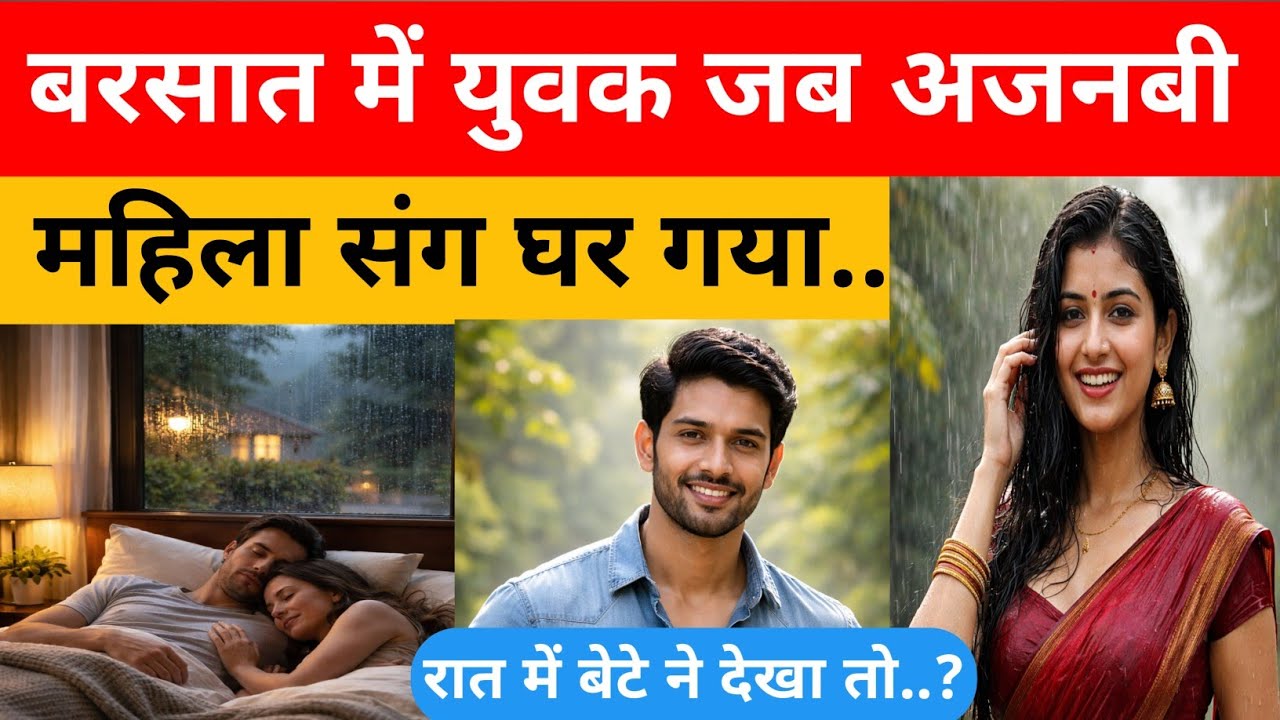 बरसात में भीग रही अकेली महिला को लेकर युवक जब रात में घर गया तो..? #hearttouchingstory 