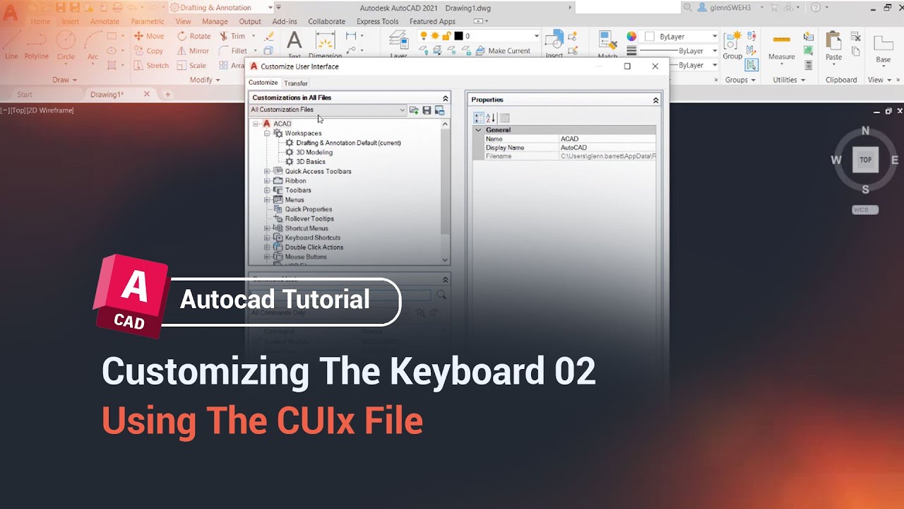 AutoCAD – Customizing The Keyboard 02 - Using The CUIx File