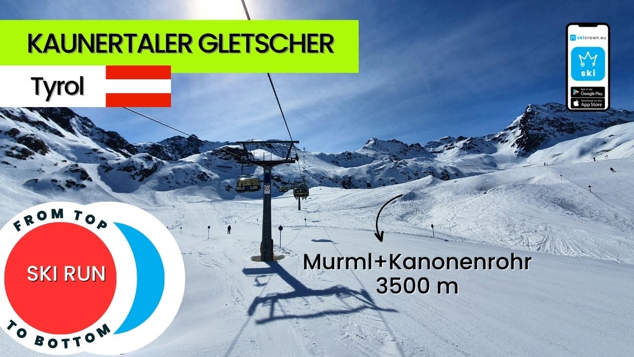 Kaunertal Gletscher Austria / Murml ski run, from top to bottom
