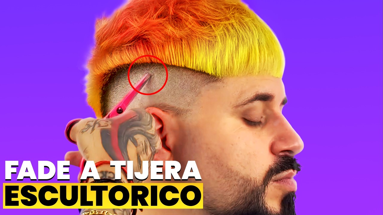 Fade Escultórico a Tijera | Arte en Color Fuego ft @Tatosbarber