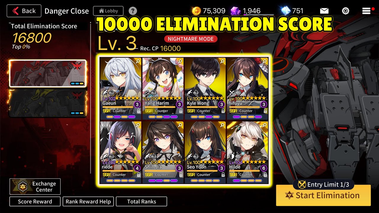 How To Get Perfect Elimination Score on Moderator Type A (Danger Close) | Counter Side PVE