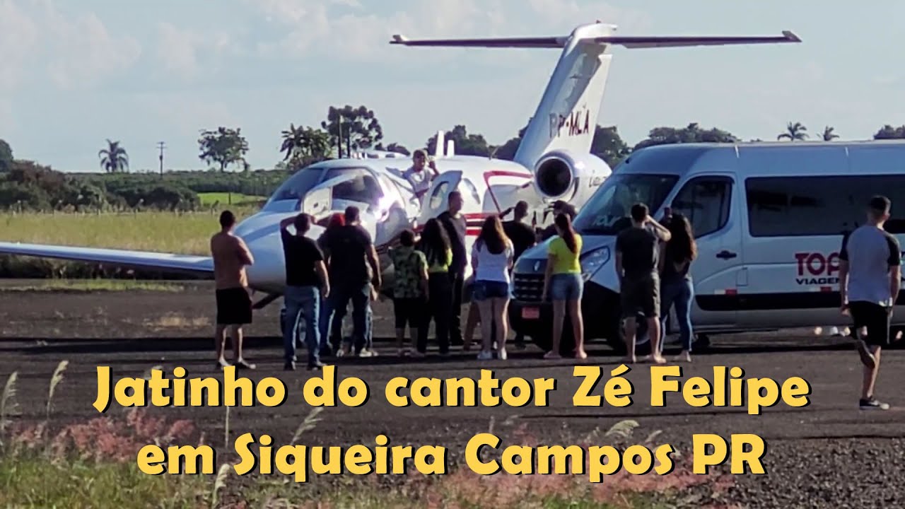 Avião do cantor Zé Felipe em Siqueira Campos PR - Pouso e Decolagem