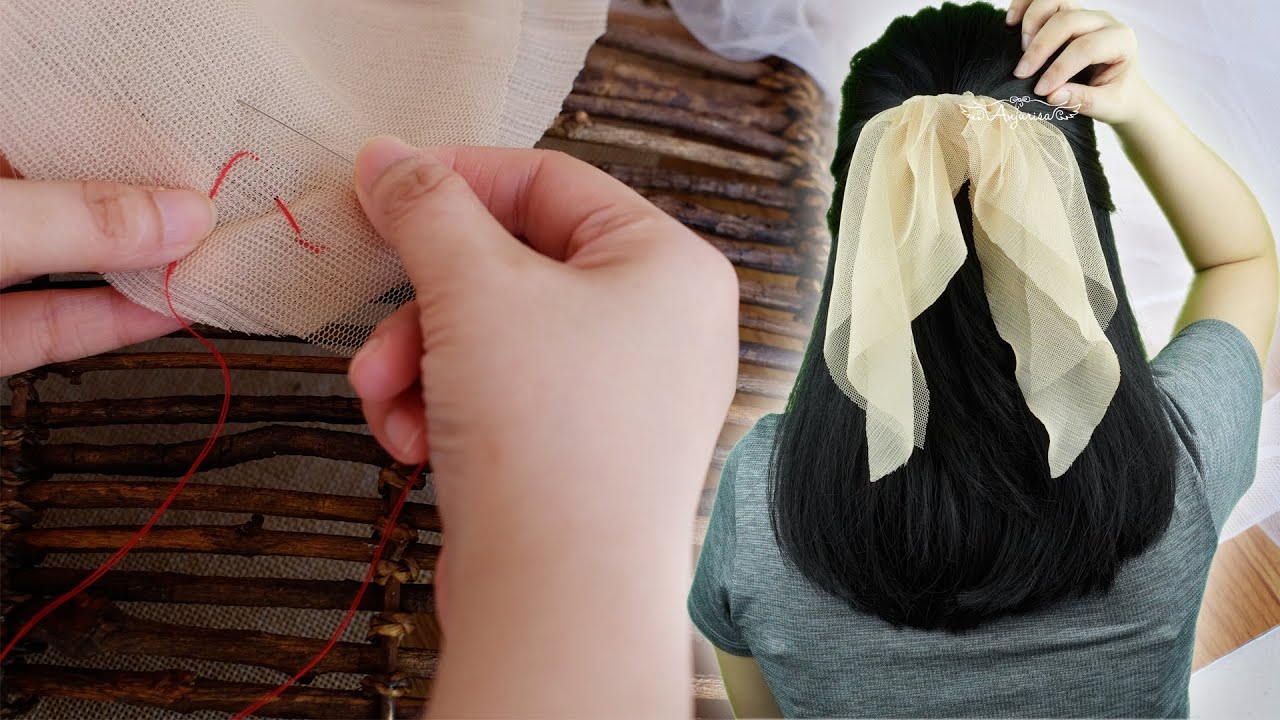 Bow Scarf Scrunchie Making at Home - DIY Hair Scrunchies with Bow Scarf Pattern