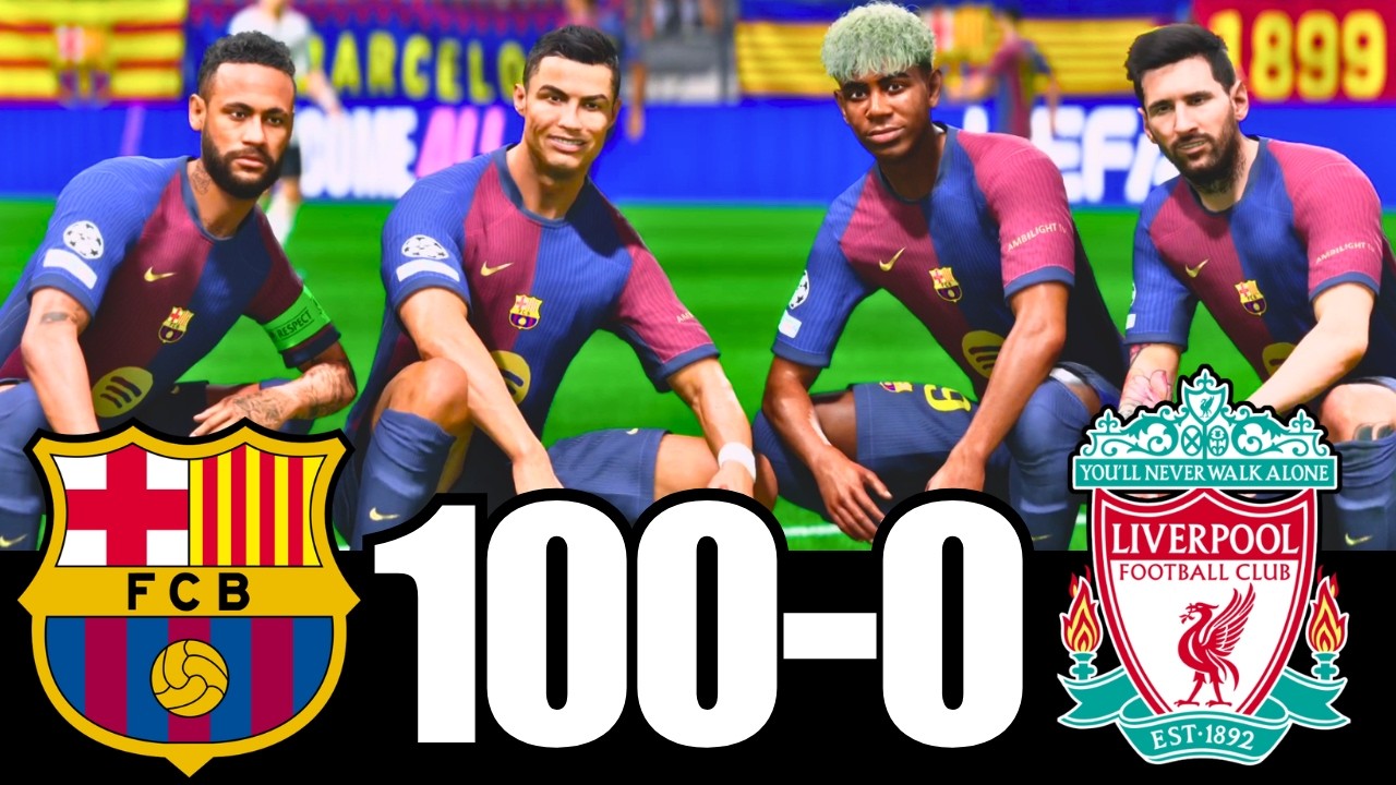 FC 25 -MESSI RONALDO NEYMAR & MBAPPE | ALL STARS | FC BARCELONA 100-0 LIVERPOOL