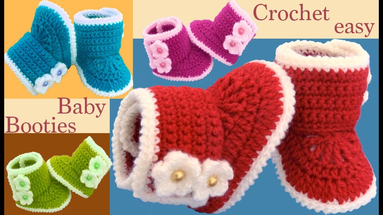 Zapatos botitas a Crochet para bebes con flores tejido tallermanualperu