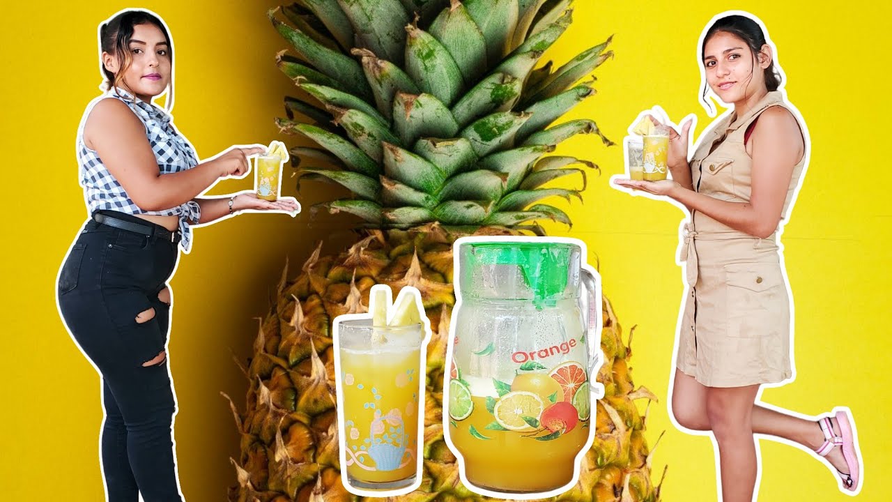 🔵-las chiquitinas✨️se preparan una rica agua de pi&ntilde;a🍍muy saludable