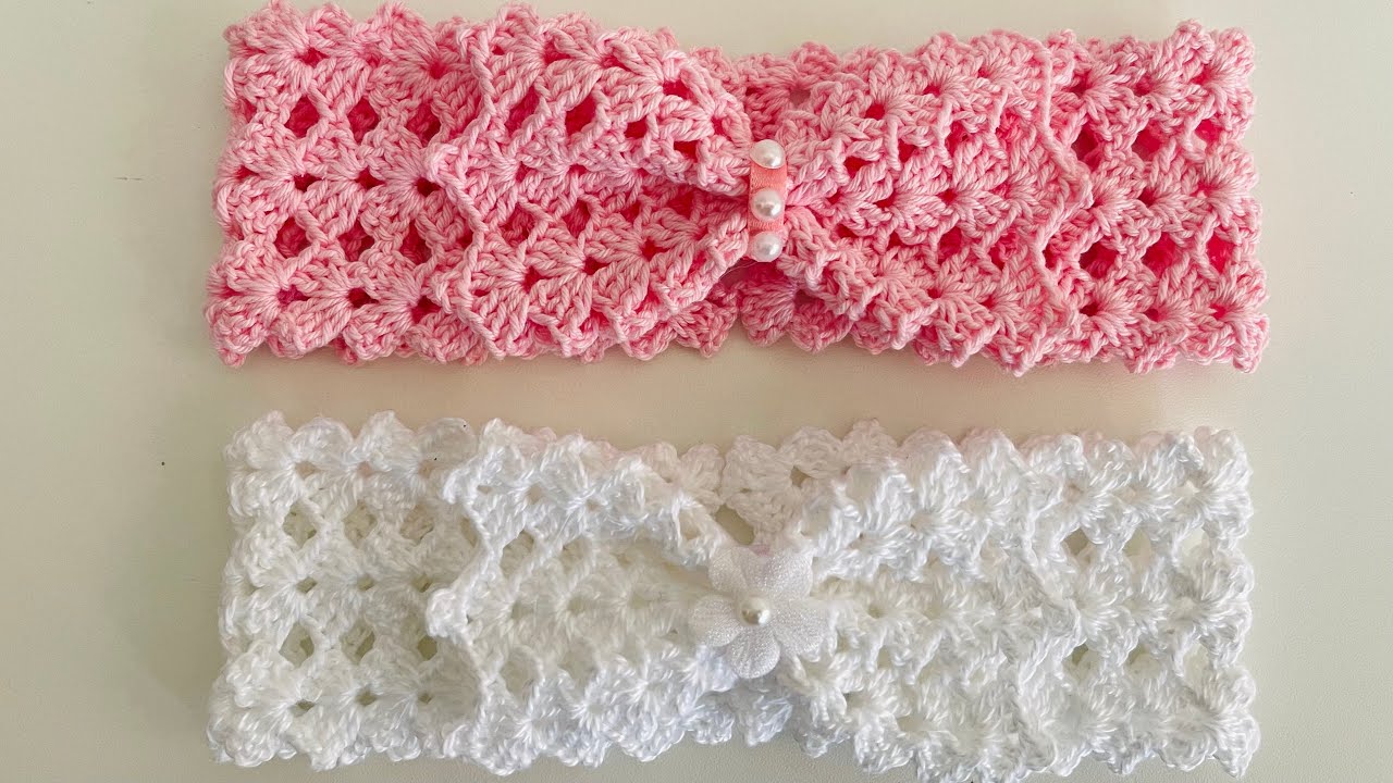 Tiara ou faixa de cabelo em crochê infantil