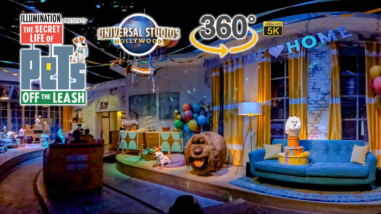 VR 360 5K Тайная жизнь домашних животных без поводка. POV. Universal Studios Hollywood. 2022. 03.23.