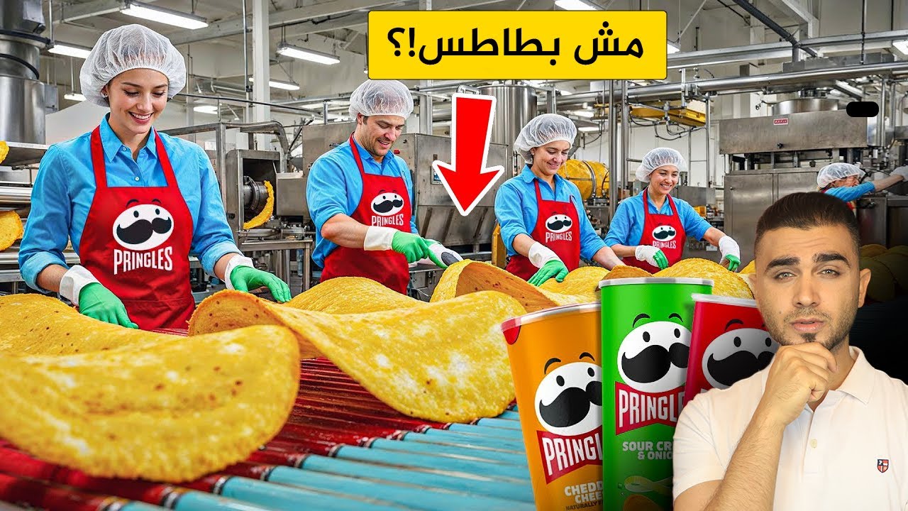 مكونات برينجلز الحقيقية 🤔 مصانع ضخمة جداً لرقائق البطاطس ستشاهدها لأول مرة😫