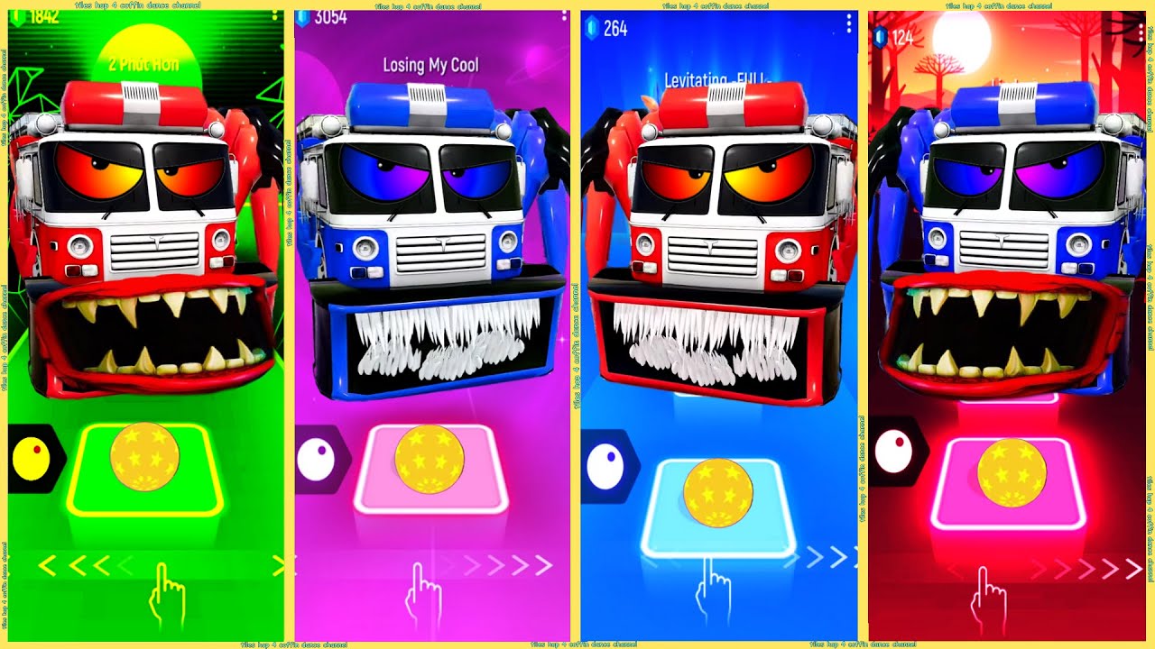 coffin dance - Fire Truck vs Fire Truck Eater vs Fire Truck New vs Fire Truck Wicked | Tiles HOP 🚒🔥