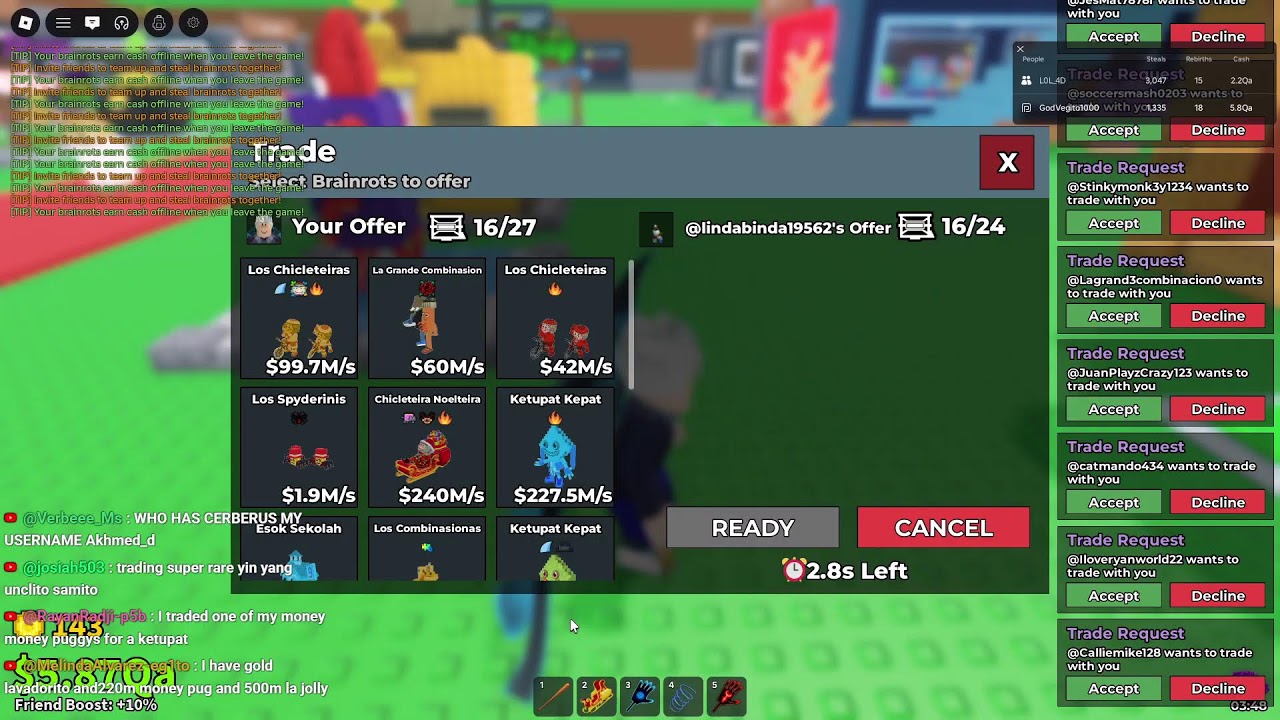 🔴TRADING BRAINROTS COME JOIN YA