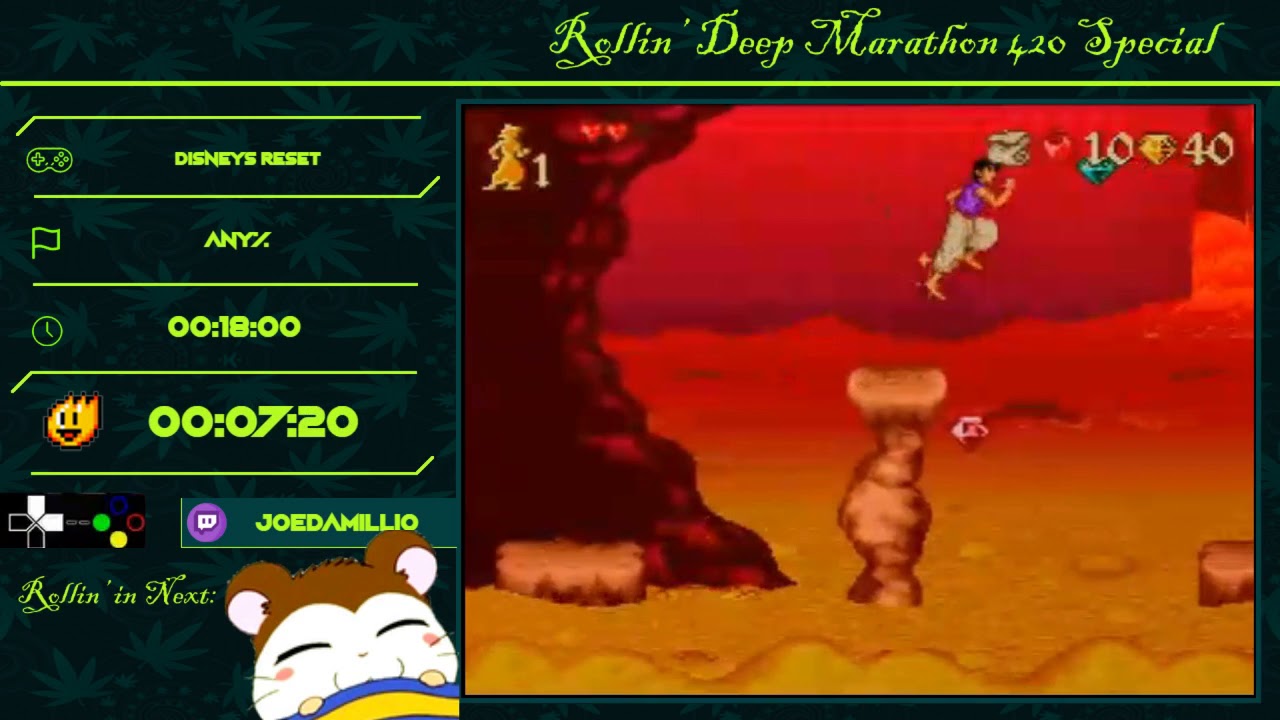 17:57 Disney's Aladdin (SNES) Any% By Joe Damillio [11/11] Rollin Deep Marathon 4/20/2019