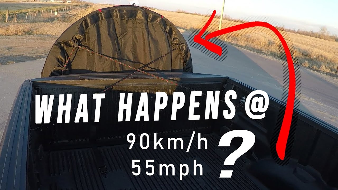90km/h with a Paramotor cover on the back of my truck