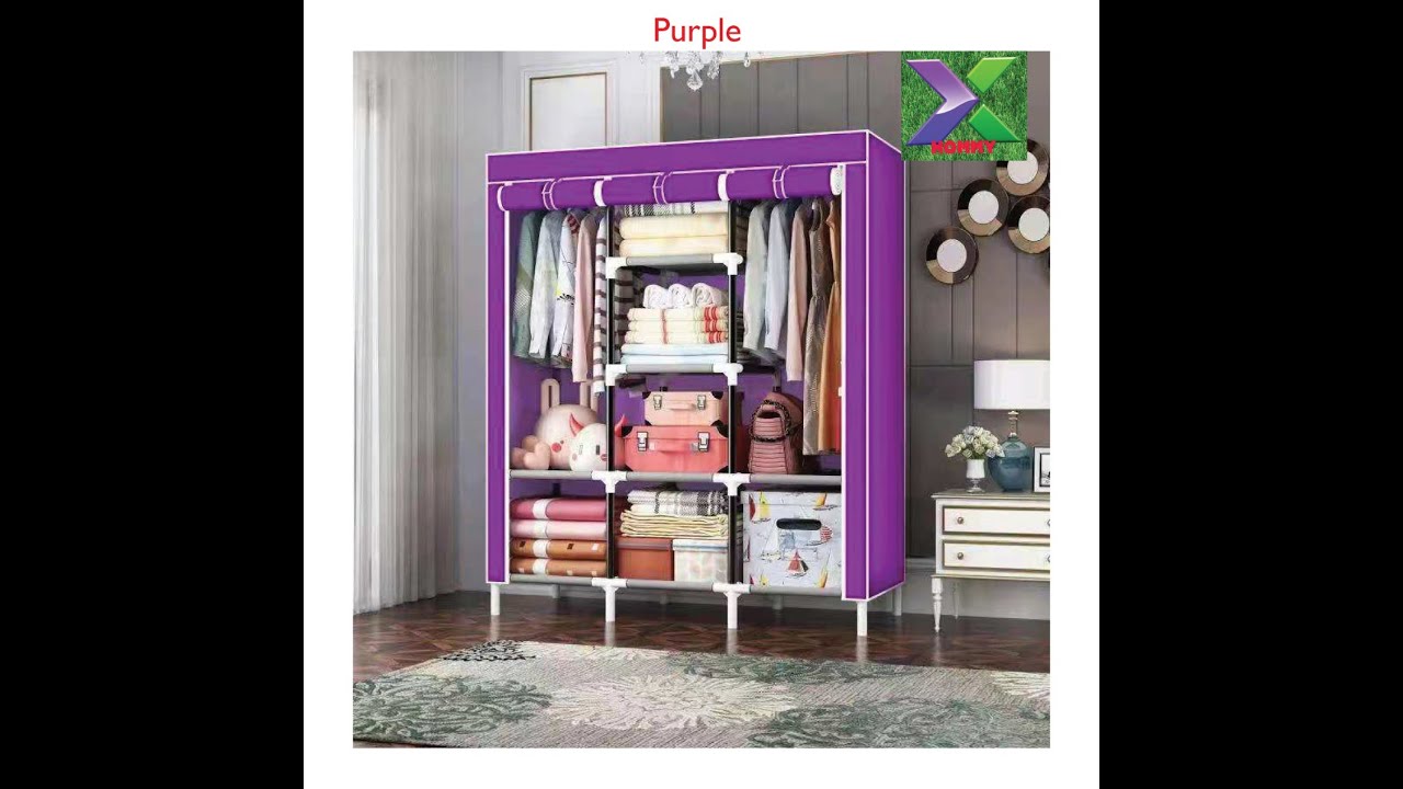 How to arrange clothes in a portable wooden wardrobe