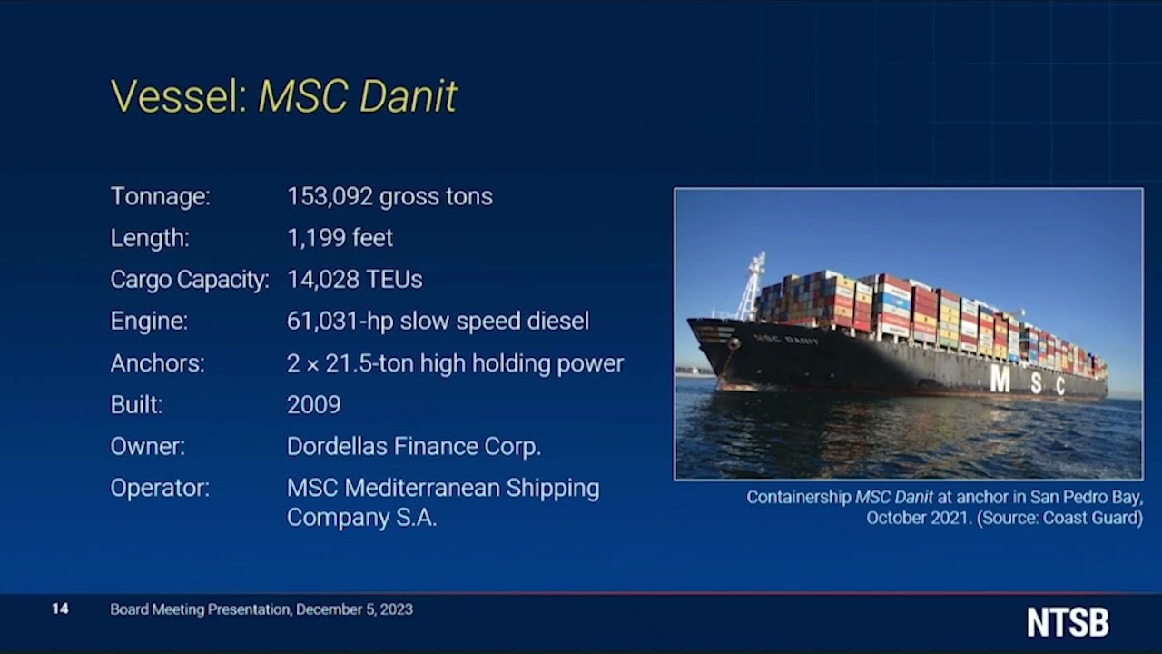 NTSB Board Meeting - 2021 Anchor Strike Underwater Pipeline / Crude Oil Release in San Pedro Bay, CA