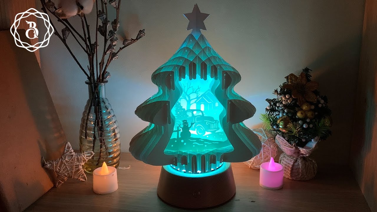 How to make Christmas Tree Popup 3D SVG - Paper Cut 3D