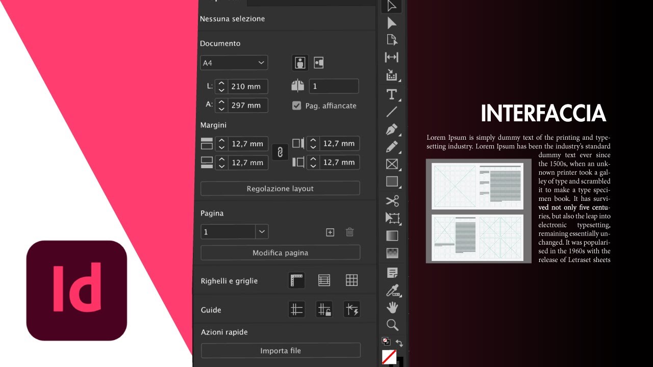 Adobe InDesign - Interfaccia del programma e creazione di un nuovo file