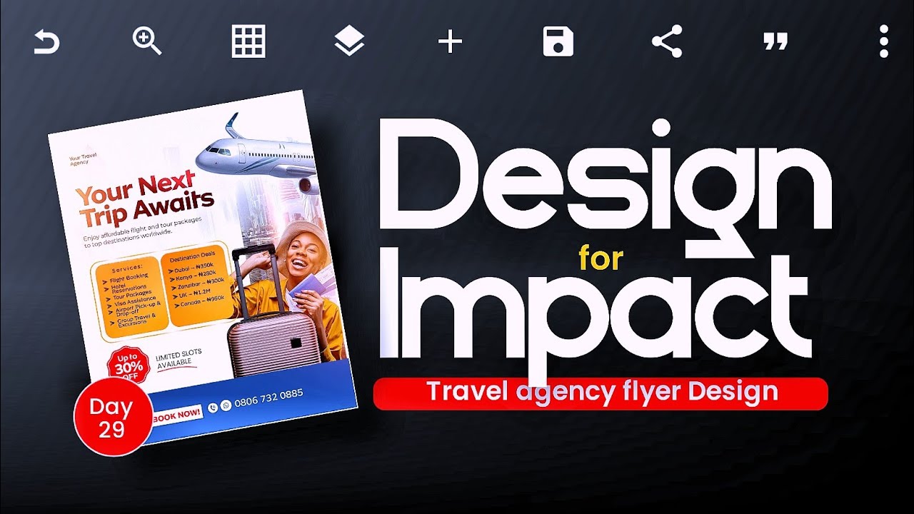 Design for Impact –  Travel agency flyer Design (Day 29) || Pixellab tutorials 