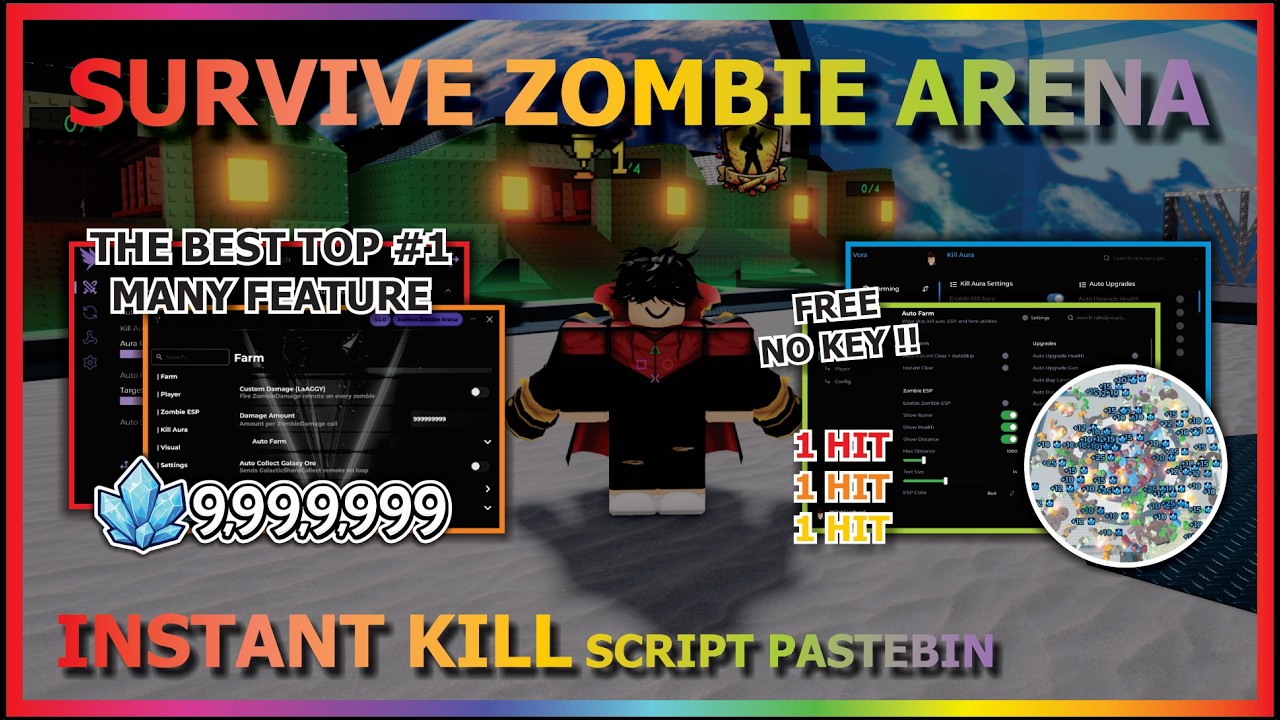 SURVIVE ZOMBIE ARENA Script Pastebin 2026 AUTO FARM, INSTANT KILL, KILL AURA, 99999 SHARD (NO KEY) 🧟