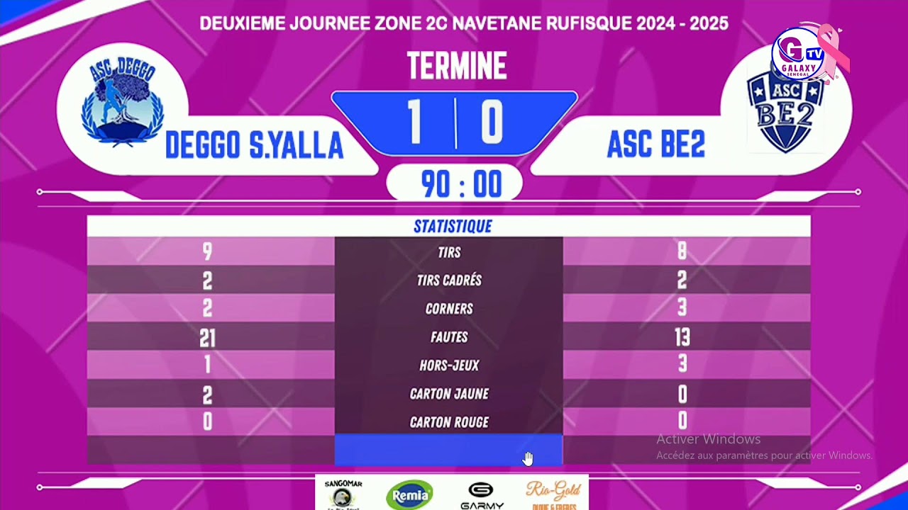 🔴[DIRECT] DEGGO SANT YALLA vs BE2 2ème JOURNÉE ZONE 2C ODCAV RUFISQUE.