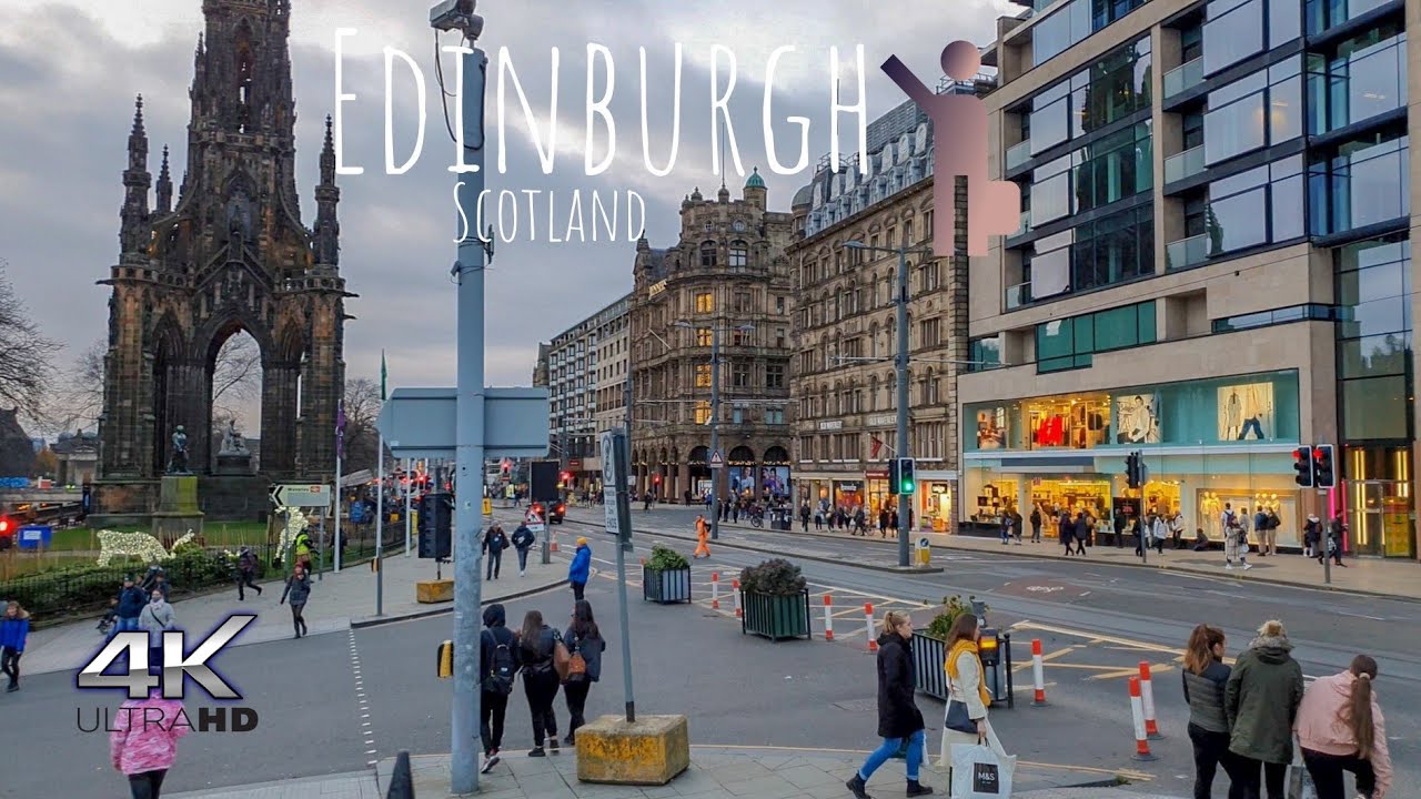 Edinburgh Scotland | 🎄 Christmas Ambient Walking Tour 4K