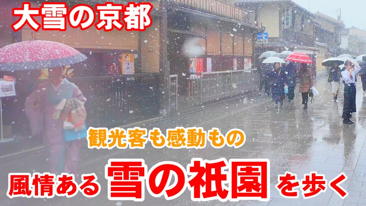 2/24(月祝)大雪の京都 風情ある祇園の雪景色を歩く【4K】Snow at Gion in Kyoto