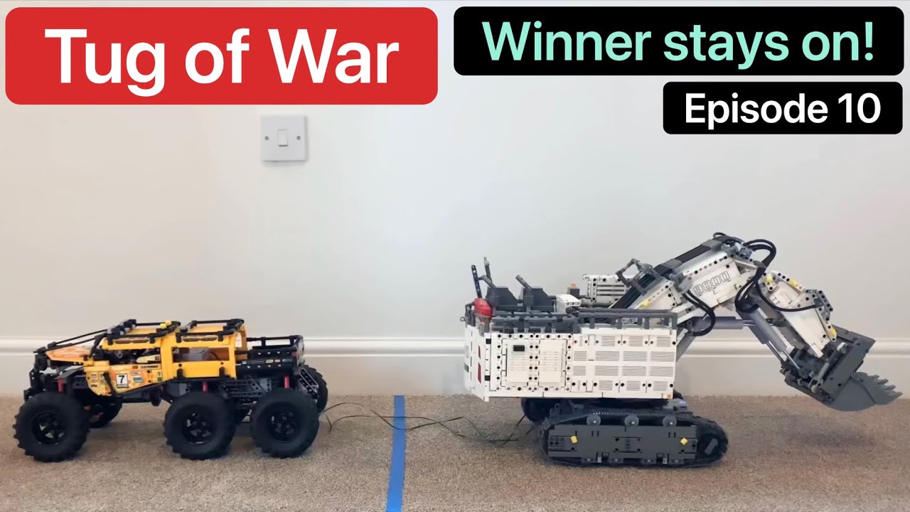 TUG OF WAR! Lego Technic 42099 6x6 vs 42100 Liebherr R 9800! Winner Stays On Series Episode 10! 4K