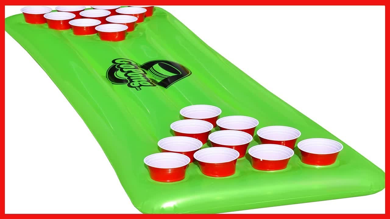 GoPong Pool Pong Table, Inflatable Floating Beer Pong Table, Includes 3 Pong Balls