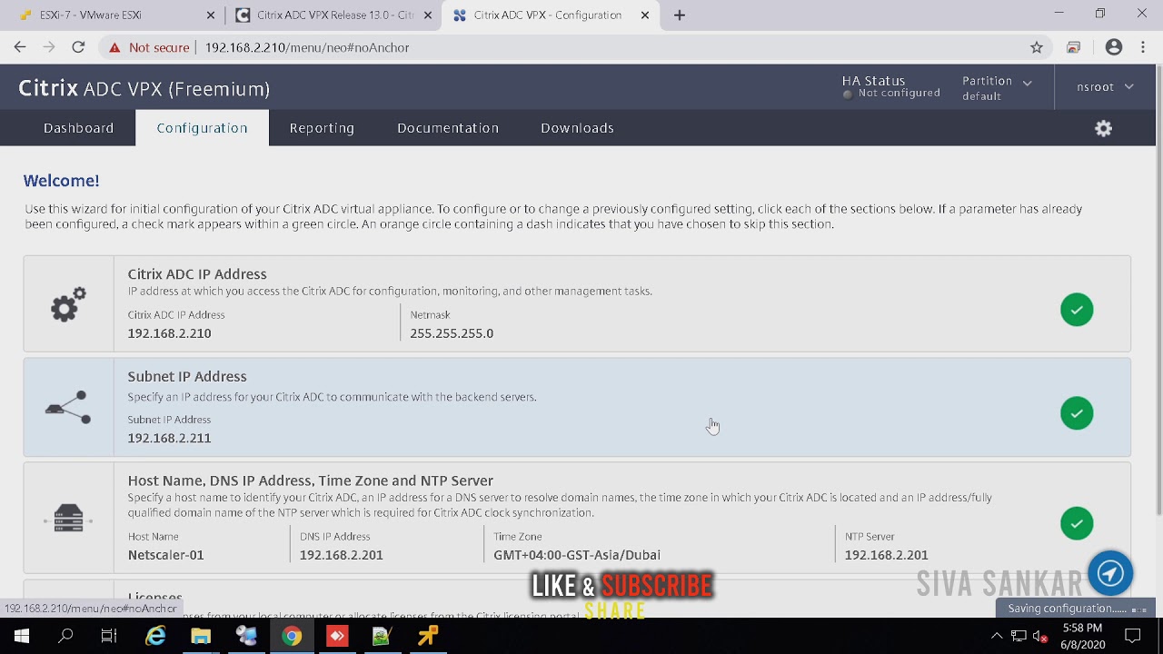 Citrix Netscaler ADC VPX 13 Virtual Appliance Installation and Configuration