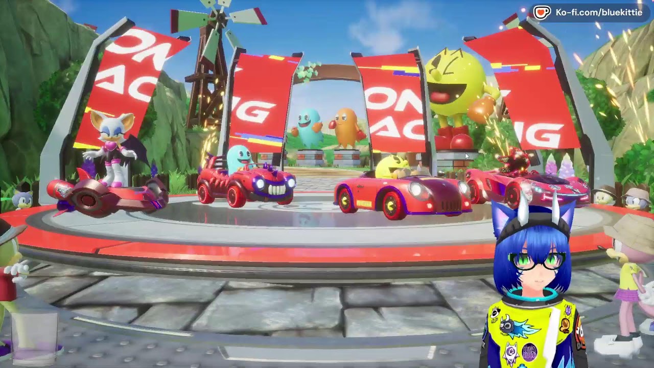 Outrace those ghosts Pacman!  (sonic racing crossworlds)
