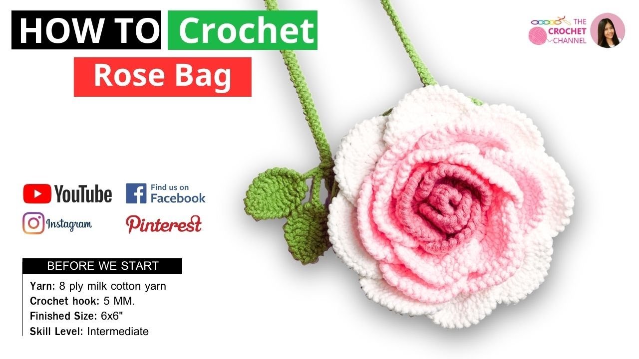🔥Blooming Elegance: A Guide to Crafting Your Own Crochet Rose Flower Bag 🌹🌷🌸