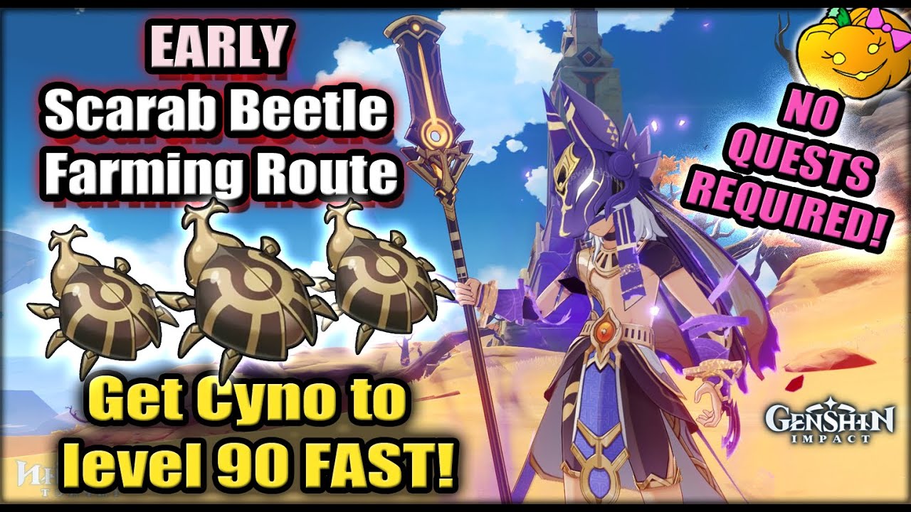 Farm tons of Scarab Beetles NO QUESTS REQUIRED! EZ route for Maxing Cyno - Sumeru Genshin Impact 3.1